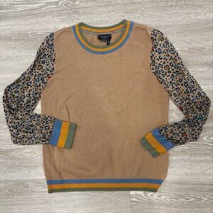 Anthropologie Conditions Apply Cotton Sleeve Sweater Animal Print Pullover S